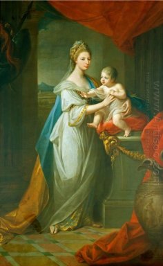 Retrato de Augusta de Hannover con su primer hijo nacido Karl Ge