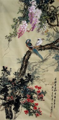 Pájaros y flores - Pintura china