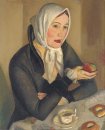 Kvinna med äpple