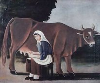 Woman Milks A Cow 1916