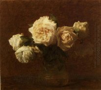 Yellow Pink Roses In A Glass Vase 1903