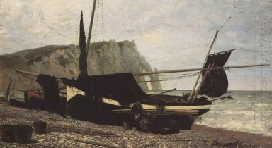 Barco de pesca Etretat Normandía 1874