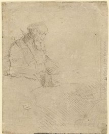 Old Man In Meditation Leaning On A Book 1645