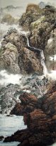Montañas, cascada - la pintura china