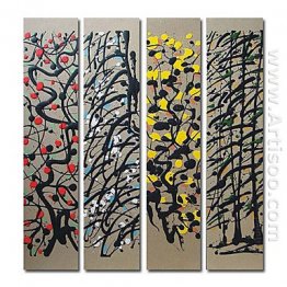 Hand-painted Abstract Oil Painting - Set of 4