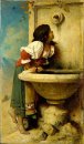 Chica romana en la fuente