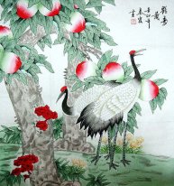 Peach & Crane - Pittura cinese