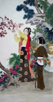 Pintura hermosas damas de chino