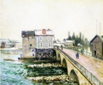 le pont et les moulins de l'effet de moret hiver 1890