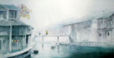 Una campagna, acquerello - pittura cinese