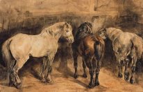 Three Horses In Their Stable