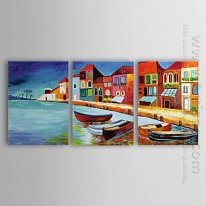 Dipinti a mano olio pittura di paesaggio - set di 3