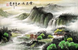 Mountains, waterfall - Chinese Painting