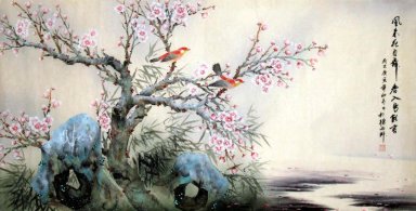 Plum & Birds - Peinture chinoise