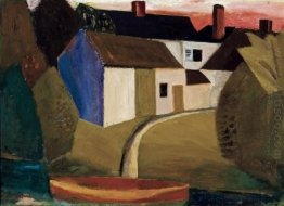 View of a village with a boat