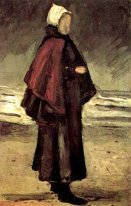 Fisherman S Vrouw op het strand 1882