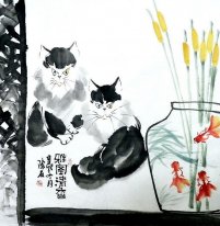 Cat&Chrysanthemum - Chinees schilderij