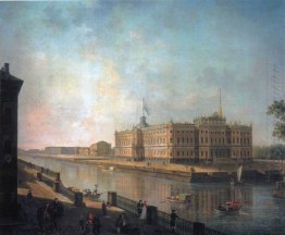 View onto St. Michael's Castle in St. Petersburg from the Fontan