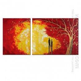 Hand-painted Abstract Oil Painting - Set of 2