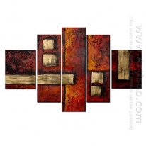 Hand-painted Abstract Oil Painting - Set of 5