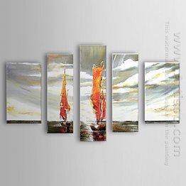 Hand-painted Oil Painting Landscape Vessel - Set of 5