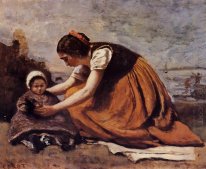 Mother And Child On The Beach 1860