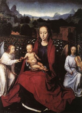Мадонна с младенцем в розарий с двумя ангелами