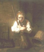 Young Woman With A Broom