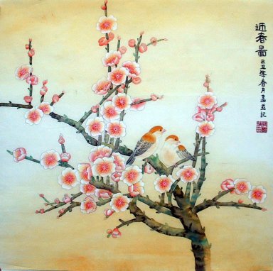 Birds-Plum - pintura china