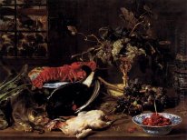 Nature morte au crabe, volaille et fruits