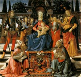 Madonna And Child Enthroned With Four Angels The Archangels Mich