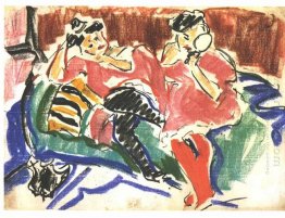 Two Women At A Couch