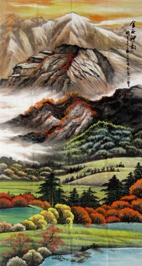 Montagnes, l\'eau - peinture chinoise