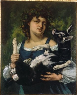 Het dorp Een Meisje met Goatling 1860