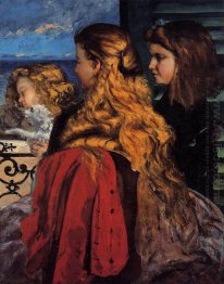 Three English Girls At A Window 1865