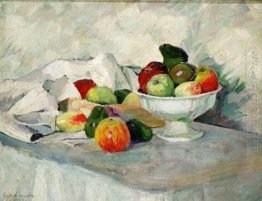 Apples and pears on white