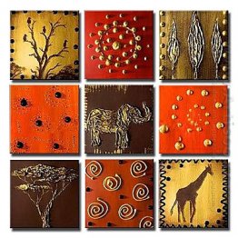 Hand-painted Animal Oil Painting - Set of 9