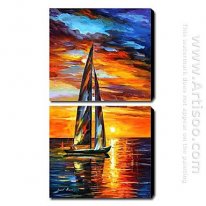 Hand Painted Oil Painting Landscape - Set of 2 1211-LS0073