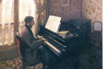Ung man spela piano 1876