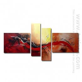 Hand-painted Abstract Oil Painting - Set of 4