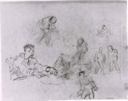 Sheet With Sketches Of Peasants 1890