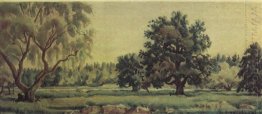 Landscape with oaks and willows