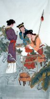 Belle dame, broderie - Peinture chinoise