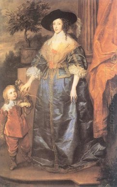 reina Henrietta Maria y su sir enano Jeffrey el Hudson 1633