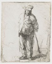 Ragged Peasant With His Hands Behind Him Holding A Stick 1630