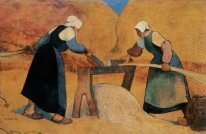 Breton women scutching flax: Labour