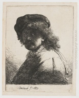 Autoportrait dans un chapeau et écharpe avec le visage foncé Poi