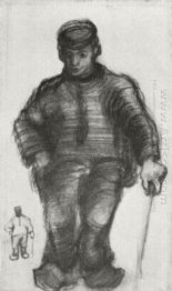 Peasant With Walking Stick And Little Sketch Of The Same Figure