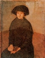 Young Woman Wearing a Large Hat