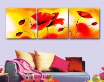 Hand-painted Abstract Oil Painting with Stretched Frame-Set of 3